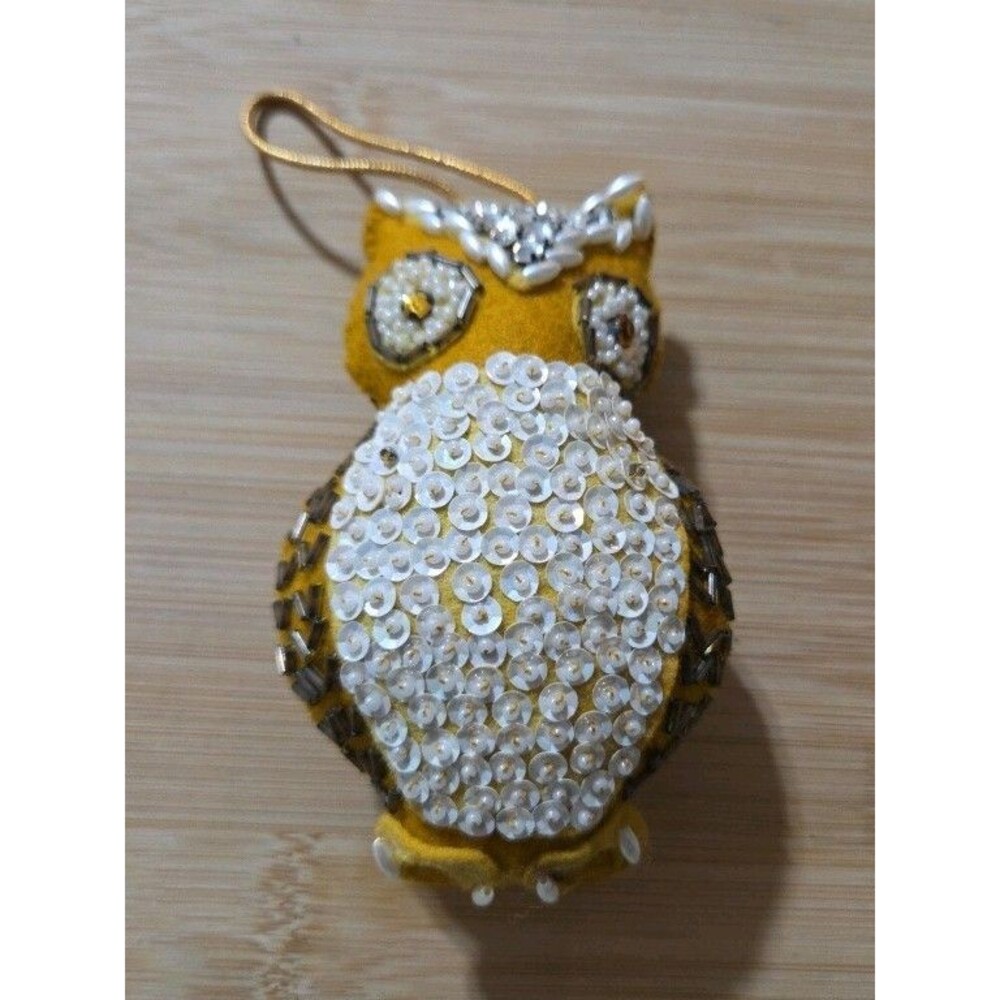 Vintage Bucilla or Bucilla-Like OWL Felt Sequin Bead Christmas Ornament
